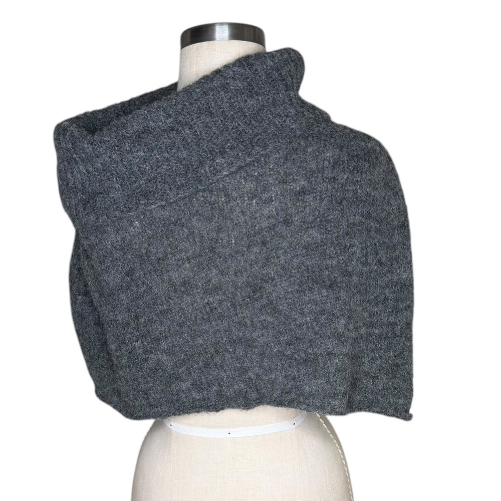 STELLA CARAKASI Shrug Gray Alpaca Blend Cowl Neck Cropped Women's Small Snood - Picture 2 of 7
